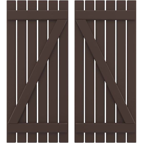Ekena Millwork Americraft 6-Board (2 Batten) Wood Spaced Board-n-Batten Shutters w/ Z-Bar, ARW102SB623X77TBH, PR ARW102SB623X77TBH - main